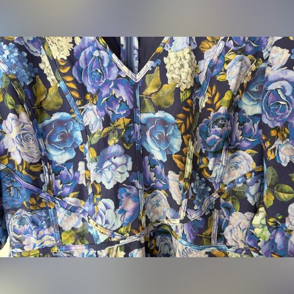 NWT Rachel Parcell Floral Linen Blend V-Neck Puff Sleeve Mini Dress Size 16 - Picture 5 of 13